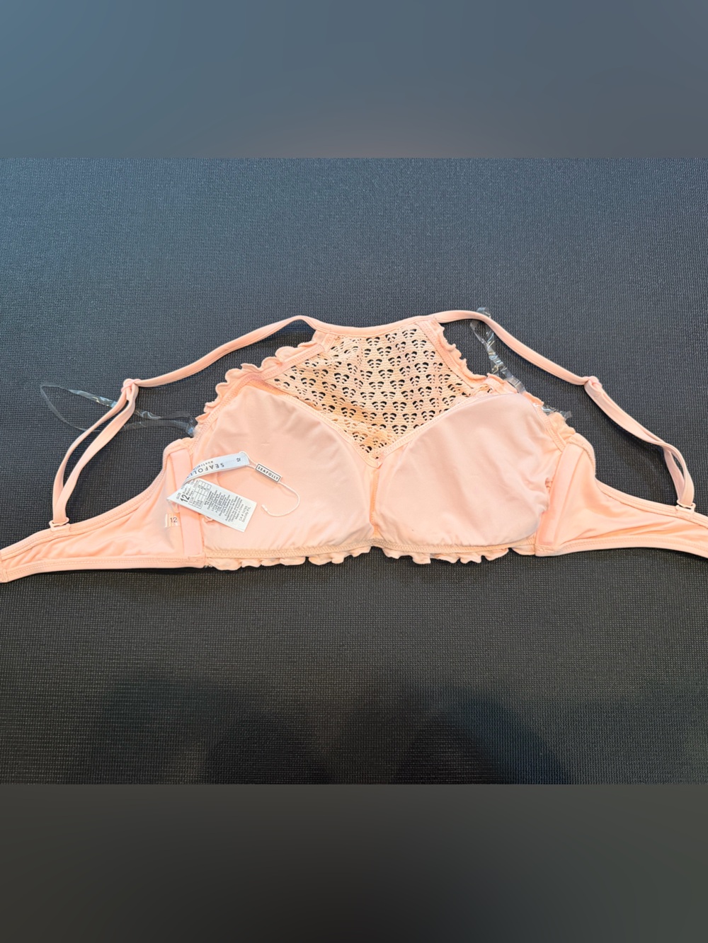 Seafolly Havana Peach Crochet High-Neck Bikini Top - Picture 4 of 7